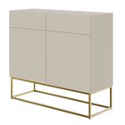 Veldio two-door chest of drawers with a milled front and two drawers 100 cm Gray beige with gold legs