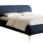 Upholstered bed 160x200 cm Ovalle, navy blue, hydrophobic braid, gold legs