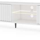 Meuble TV Bello avec façades à lamelles, 175 cm, blanc, LED, avec pieds noirs