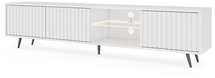 Bello TV cabinet with lamella fronts, 175 cm, white, LED, with black legs