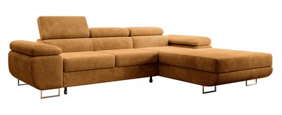 Ganta L-shaped corner sofa with sleeping function with container Poso 01 right-hand corduroy