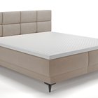 Continental bed 160x200 cm Rektango with container and topper, beige velor