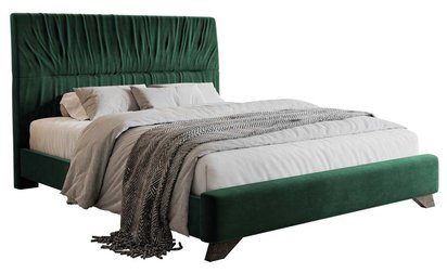 Llana upholstered bed 160x200 cm dark green velvet