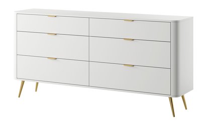 Oval chest of drawers with six drawers, 172 cm, white