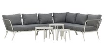 Discovest garden furniture set with corner sofa and coffee tables white/graphite