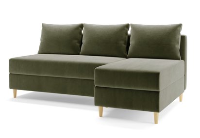 Corner sofa with sleeping function Suspla L-shaped with container universal Kronos 46 velour