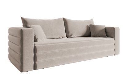 Three-seater sofa Lilla Amon 17 with a container in hydrophobic velor fabric, black legs