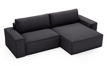 Brylio L-shaped corner sofa with sleeping function with storage, universal, graphite plush