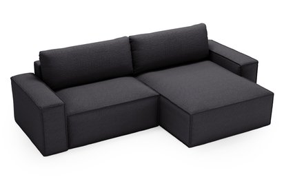 Brylio L-shaped corner sofa with sleeping function with storage, universal, graphite plush