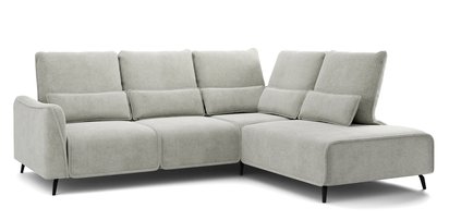 Rumbia L-shaped corner sofa with Storm 85 side, black legs, right-hand side