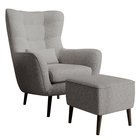 Vence Raven 06 lounge chair with footstool, black legs