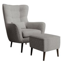 Vence Raven 06 lounge chair with footstool, black legs