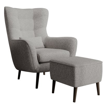 Vence Raven 06 lounge chair with footstool, black legs