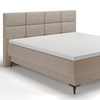 Continental bed 180x200 cm Rektango with container and topper, beige velor