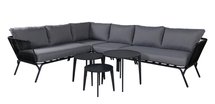 Discovest garden furniture set with corner sofa and coffee tables black/graphite