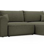 Sollano L-shaped corner sofa with sleeping function with container, universal, dark green, easy-to-clean chenille