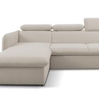 Corner sofa with sleeping function Paladia Castel 03 in hydrophobic fabric velour left side