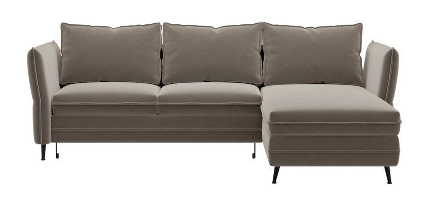 Corner sofa with sleeping function Arenosa L-shaped with storage universal beige hydrophobic velvet