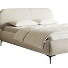 Upholstered bed 140x200 cm Ovalle, light beige, hydrophobic braid, black legs