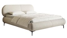 Upholstered bed 140x200 cm Ovalle, light beige, hydrophobic braid, black legs