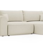 Sollano L-shaped corner sofa with sleeping function with a container, universal, creamy, easy-to-clean chenille