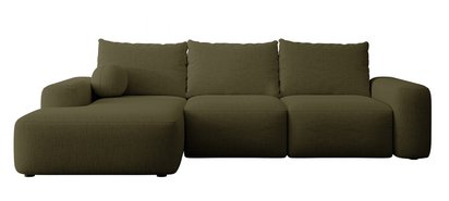 Carnos L-shaped corner sofa bed with ball, single cushions Moly 38 hydrophobic chenille left side