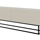 Veldio TV cabinet with milled front 175 cm Gray beige with black legs