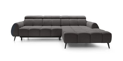 Perre L-shaped corner sofa bed with electrically extendable seat and adjustable headrest (Fabric: Castel 93, Side: Right)