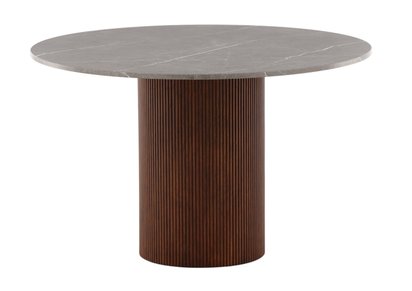 Provars round dining table, diameter 120 cm, grey marble/lamella