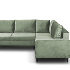 Corner sofa with sleeping function Ninetta Magic Velvet 2243 with a container in a hydrophobic fabric, velour legs, black, right-hand side