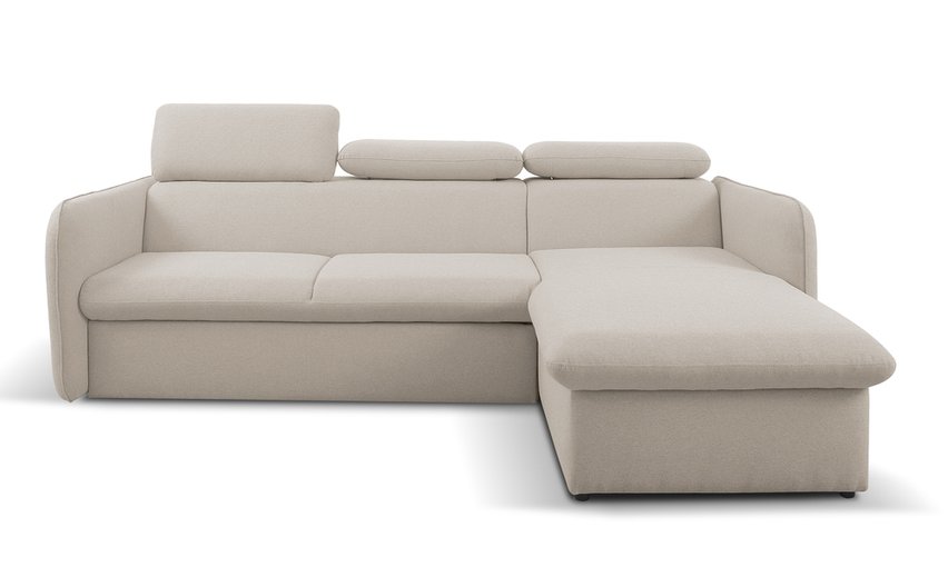 Corner sofa with sleeping function Paladia Castel 03 in hydrophobic velvet fabric, right-hand side