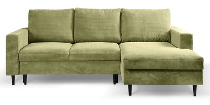 Corner sofa with sleeping function Nalika L-shaped with storage Poso 44 corduroy right-hand side