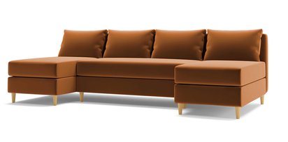 Corner sofa with sleeping function Squetta U-shaped with container universal Kronos 40 velour