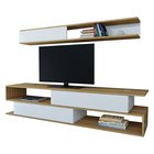 Jeffrey TV cabinet with white fronts and a wall shelf