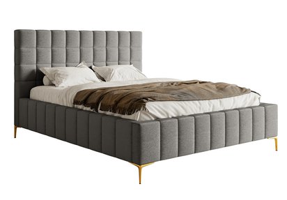 Upholstered bed 160x200 cm Szejlo with container, metal frame Raven 07 chenille