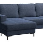 Mokpeo L-shaped corner sofa with sleeping function with two containers on black legs Sorella 77 chenille left-hand side