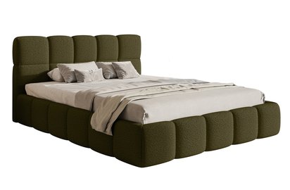 Upholstered bed 140x200 cm Cloudy with container olive Legend 05