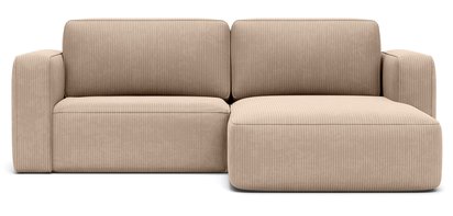 Bissari L-shaped right-hand corner sofa with sleeping function with Perla 10 corduroy container