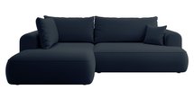 Ovo II L-shaped corner sofa with sleeping function Castel 79 with side and container, easy-to-clean velvet, left-hand