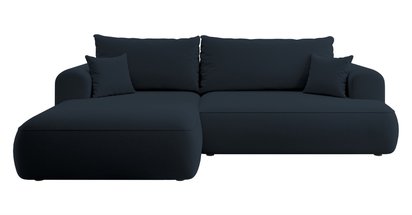 Ovo L-shaped corner sofa with sleeping function with a container in easy-to-clean fabric