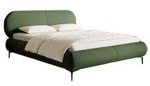 Upholstered bed 160x200 cm Ovalle olive, hydrophobic braid, black legs