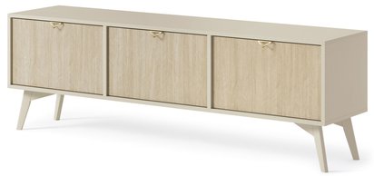 Favoria TV cabinet 158 cm beige/scandi herringbone with gold handles