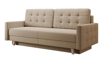 Verat three-seater sofa with storage, beige velvet, easy to clean