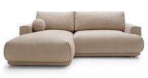 Divo Mini L-shaped corner sofa with sleeping function with a left-handed beige boucle container