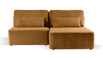 Moduliano L-shaped corner sofa with sleeping function with storage, universal, mustard corduroy