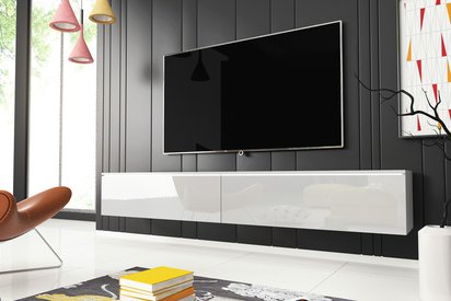 TV cabinet Kane 180 cm (Colour variant: Matt White / Glossy White, Colour: Non)