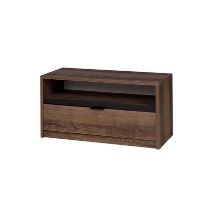 Rikno TV Cabinet with Drawer (Monastery Oak / Gloss Black)