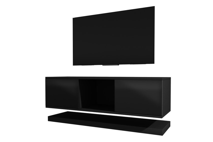 Wizzardin TV Cabinet (Matte Black / Glossy Black, LED)