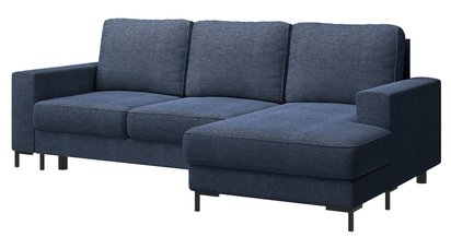 Mokpeo L-shaped corner sofa with sleeping function with two containers on black legs Sorella 77 chenille right-hand side