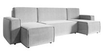 Copertino U-shaped corner sofa with sleeping function with storage, universal, light gray, hydrophobic velvet